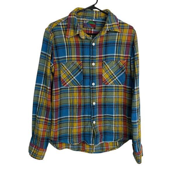 Brooklin Denim Co Heavy Button Up Shirt M/L Rainbow Plaid Fivebrother Cotton - Picture 1 of 10